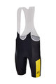 SANTINI Krótkie spodnie kolarskie z szelkami - TDF LEADER - czarny/żółty/biały