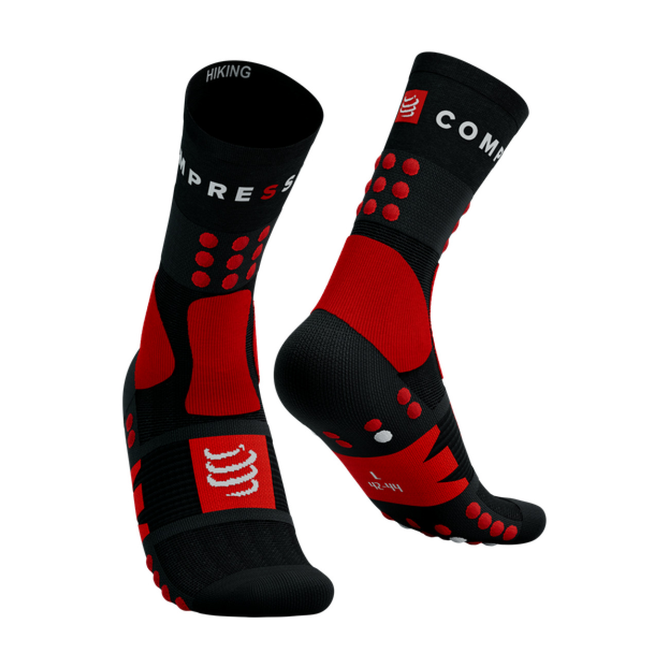 COMPRESSPORT Kolarskie Klasyczne Skarpetki - HIKING - Czerwony/czarny