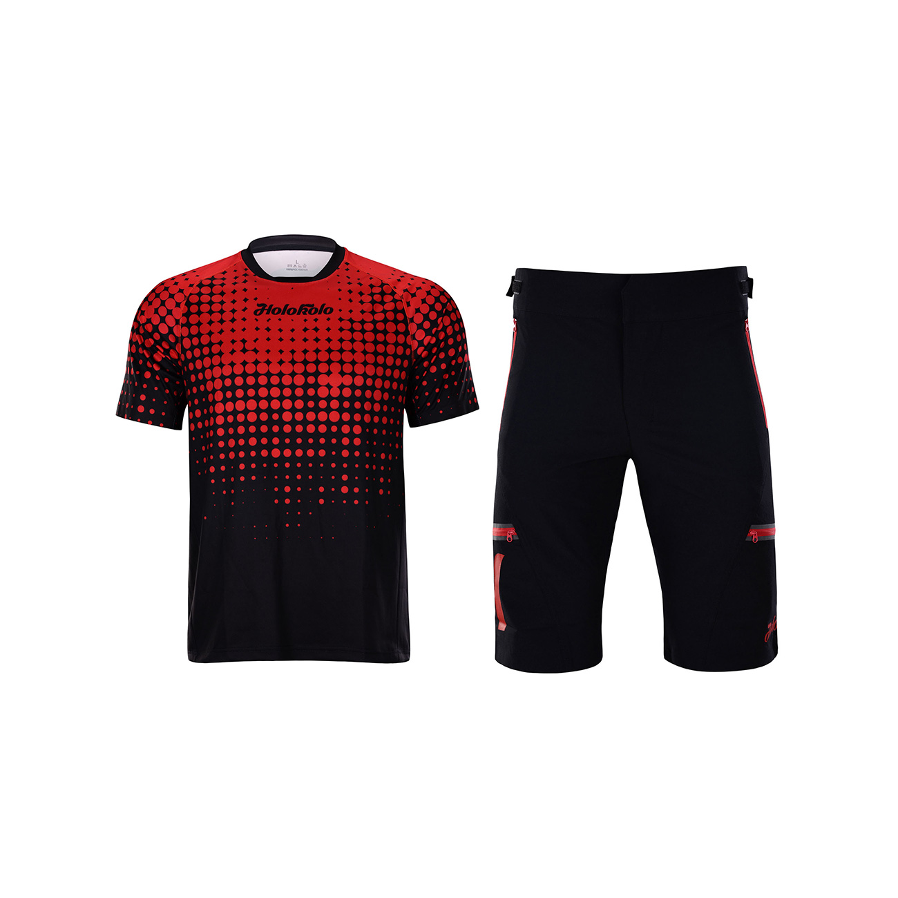 HOLOKOLO Kolarska Koszulka I Spodnie MTB - INFRARED MTB - Czerwony/czarny