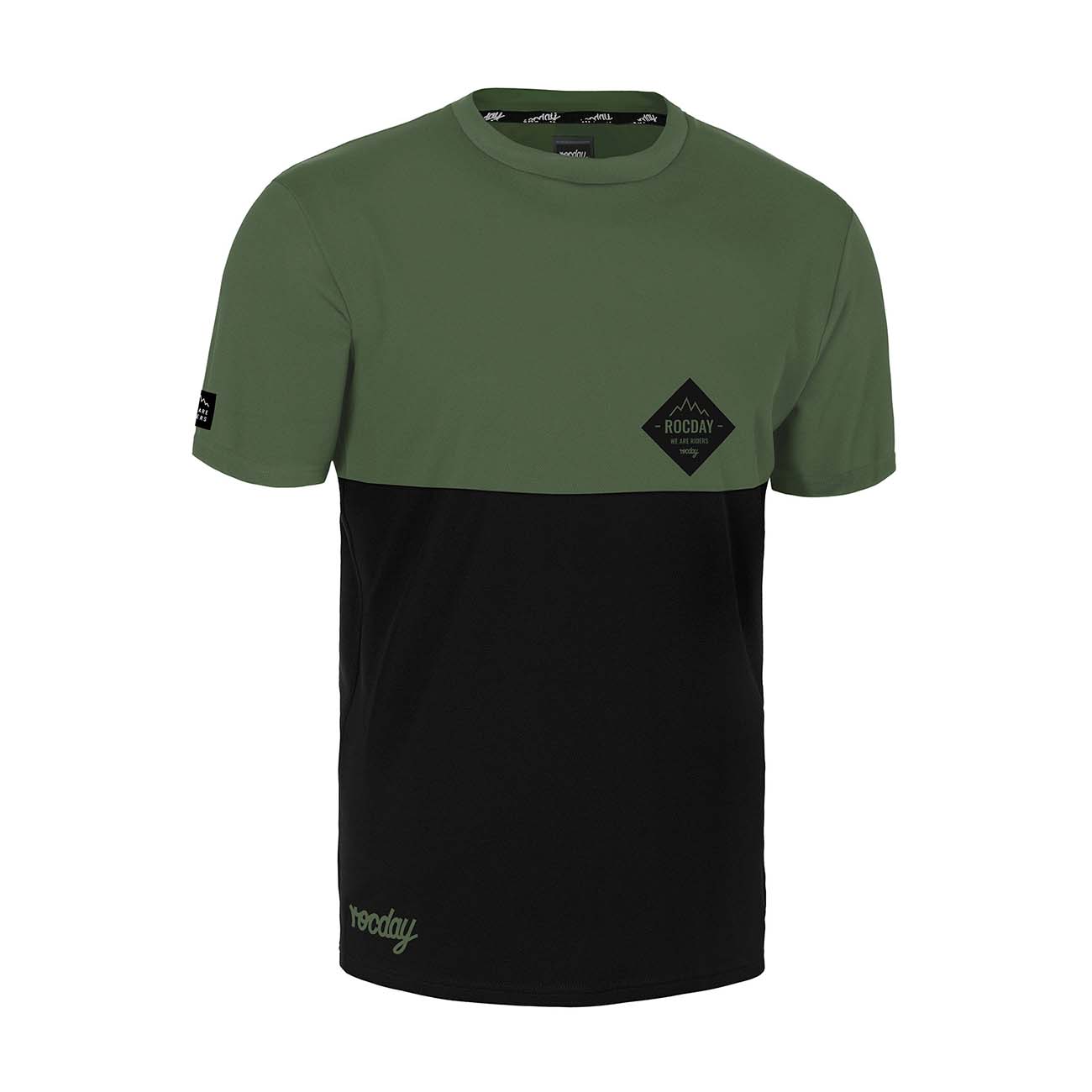 ROCDAY Koszulka Kolarska Z Krótkim Rękawem - DOUBLE - Zielony/czarny
