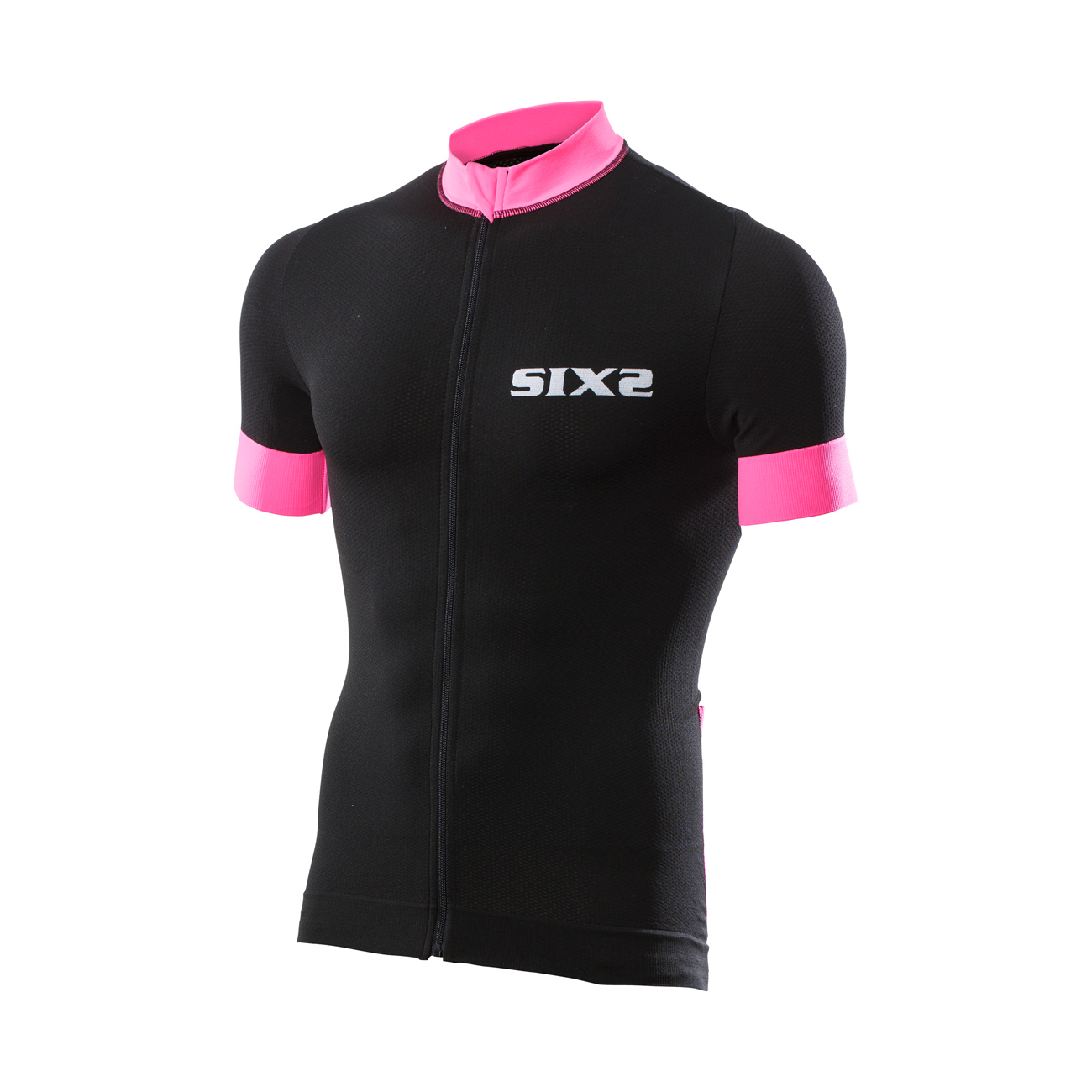 SIX2 Koszulka Kolarska Z Krótkim Rękawem - BIKE3 STRIPES - Czarny/różowy